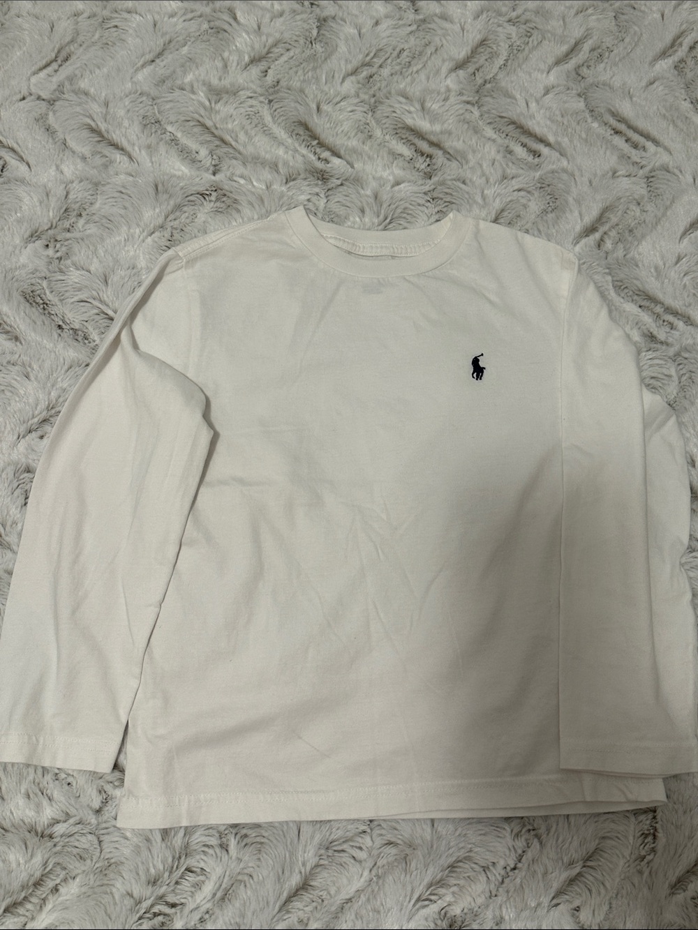Polo by Ralph Lauren Kids Long-Sleeve Crewneck Tee - White with Navy Pony